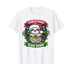 Fun Christmas Slow Down Sloth Festive Holiday Shirt for Christmas Lovers