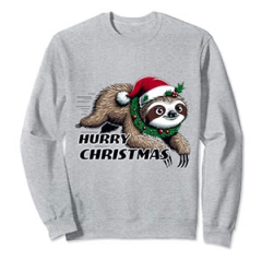 Funny Hurry Christmas Festive Santa Sloth Sweatshirt